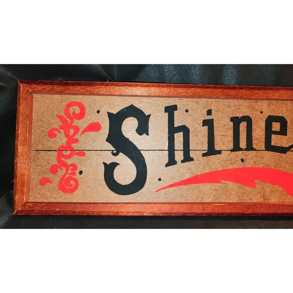 Vintage "Shine 5¢" Wooden Wall Decor With Orange Accents Frame - Picture 2 of 8